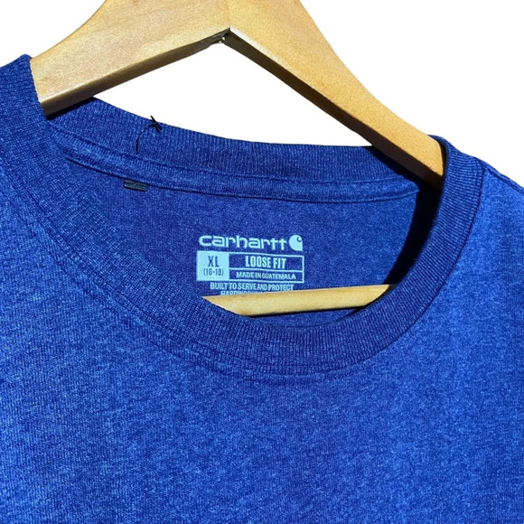 Carhartt Blue Loose Fit Short Sleeve T Shirt‎ with Pocket Size XL 16-18 - Picture 4 of 5